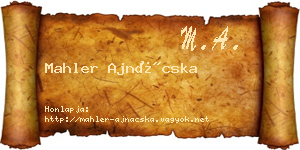 Mahler Ajnácska névjegykártya